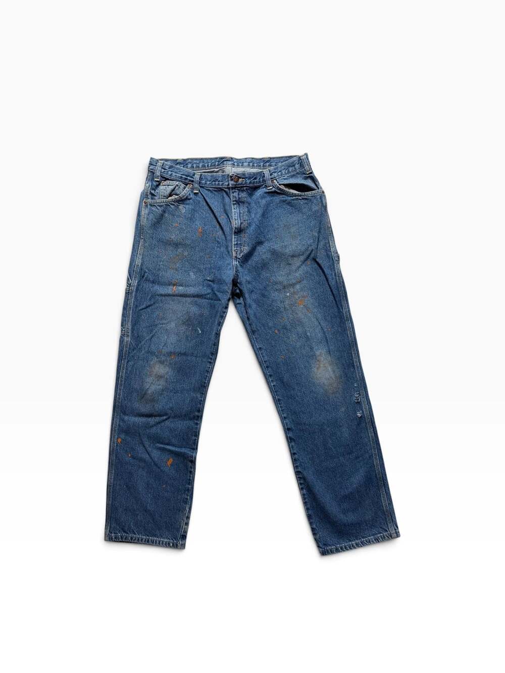 Dickies Vintage Carpenter Denim Jeans Blue Paint Splatter Workwear